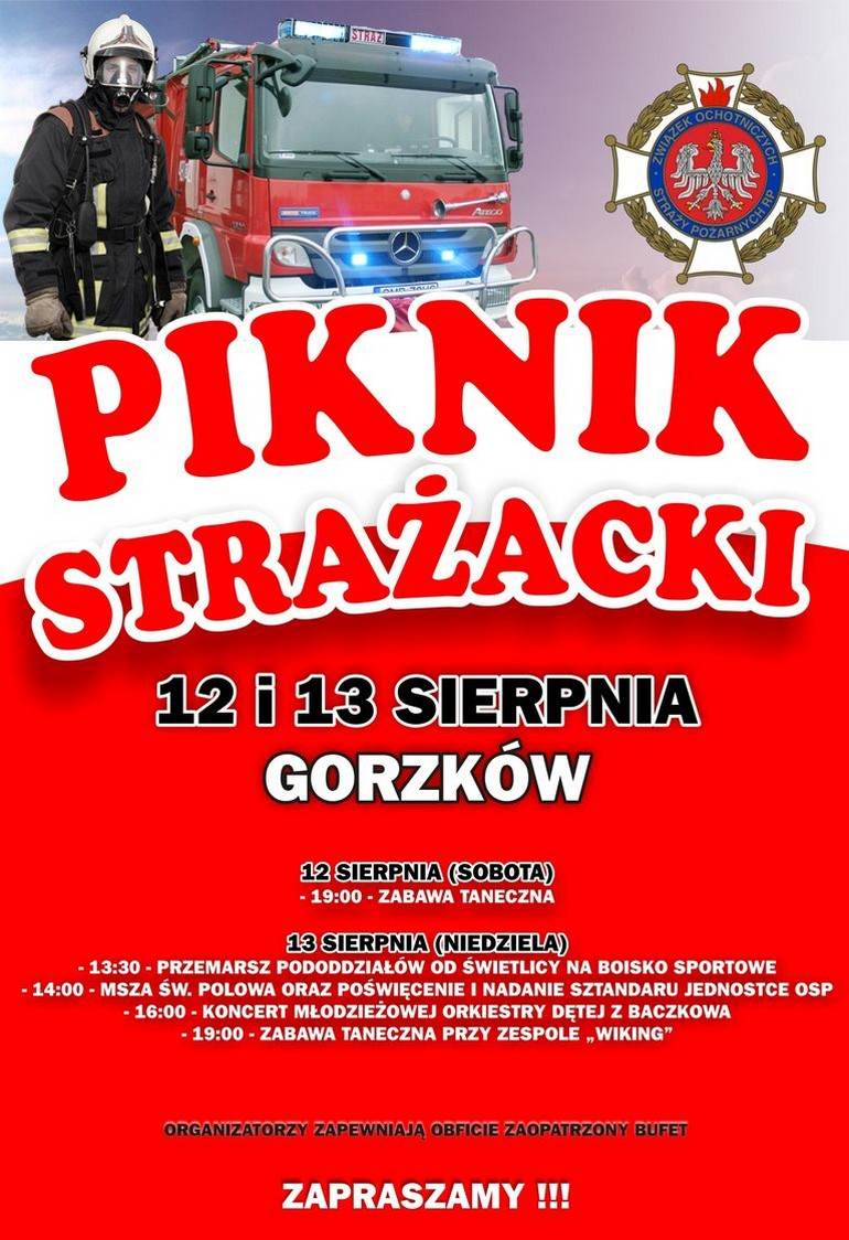 OSP Gorzków - zaproszenie n apiknik 2017.