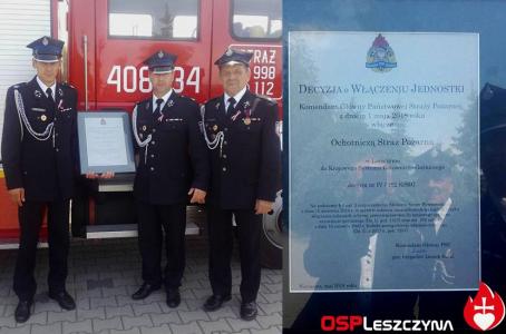 Włączenie OSP w Leszczynie do KSRG - 2018 r.