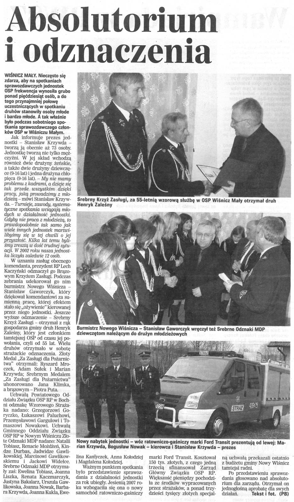 Absolutorium i odznaczenia - Dziennik Polski  - 11.03.2008