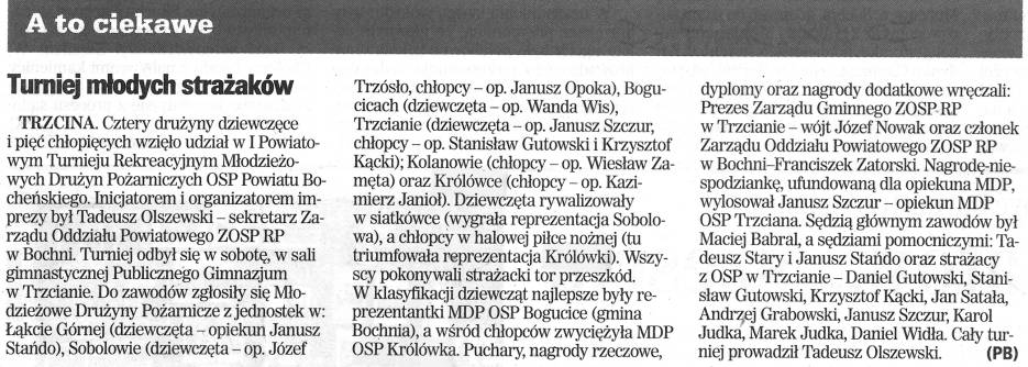 12.12.2007 - Dziennik Polski - Turniej młodych strażaków.