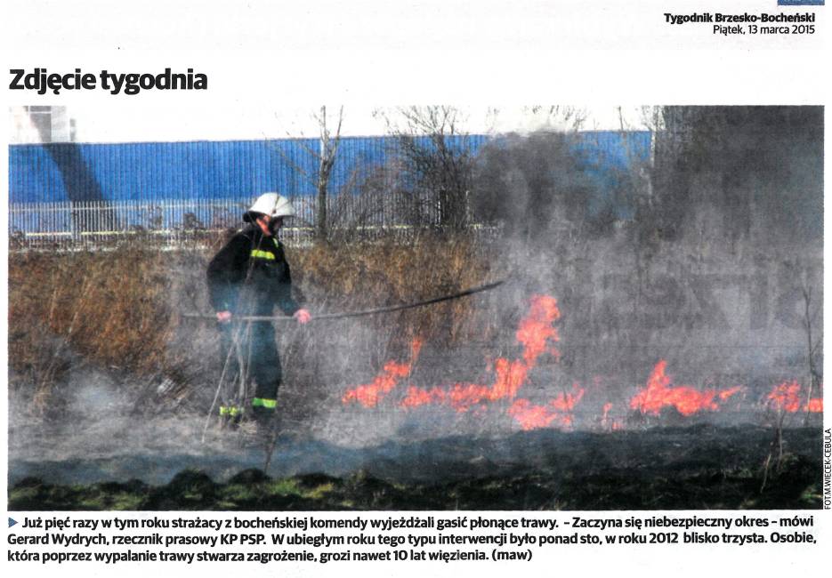 Zdjęcie tygodnia: płoną trawy - Tygodnik Brzesko - Bocheński  - 13.03.2015