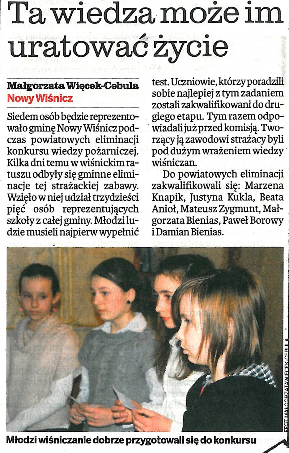  Ta wiedza może im uratować życie - Gazeta Krakowska - 15.03.2011