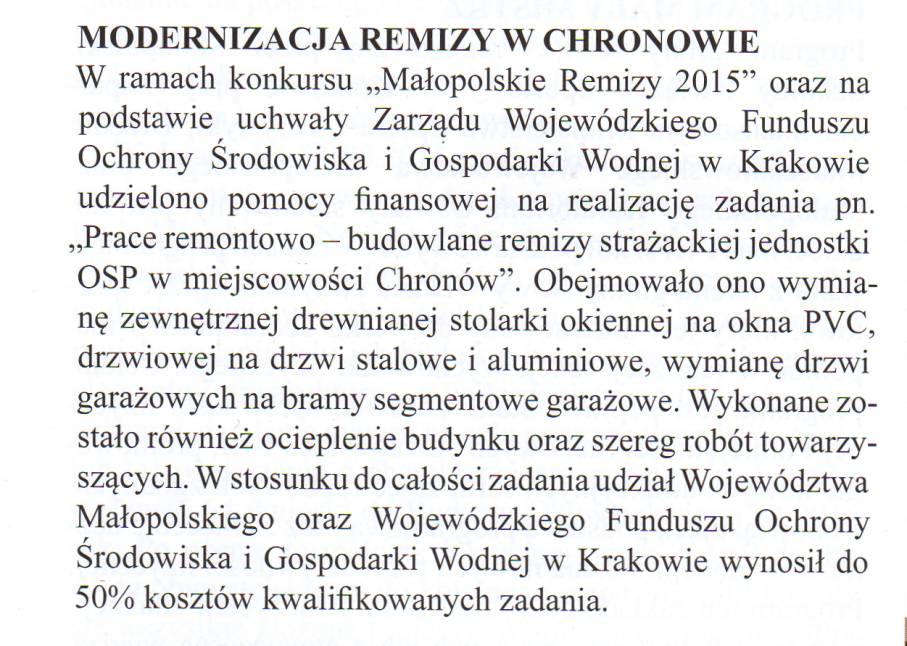2015 - Modernizacja remizy w Chronowie - Wiadomości Wiśnickie - IX-XI.2015