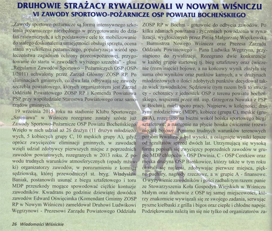 Druhowie straacy rywalizowali w Nowym Winiczu  - Wiadomoci Winickie - IX-XI.2015