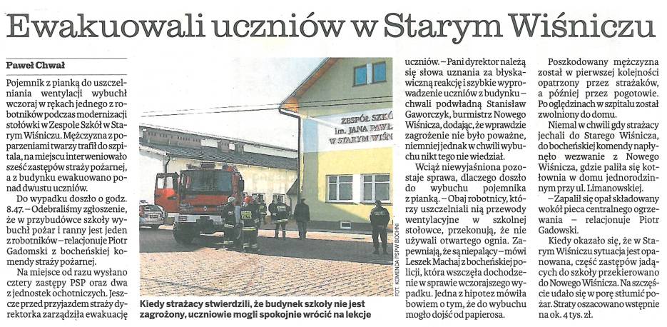 Ewakuowali uczniów w Starym Wisniczu - Gazeta Krakowska - 21-22.11..2009
