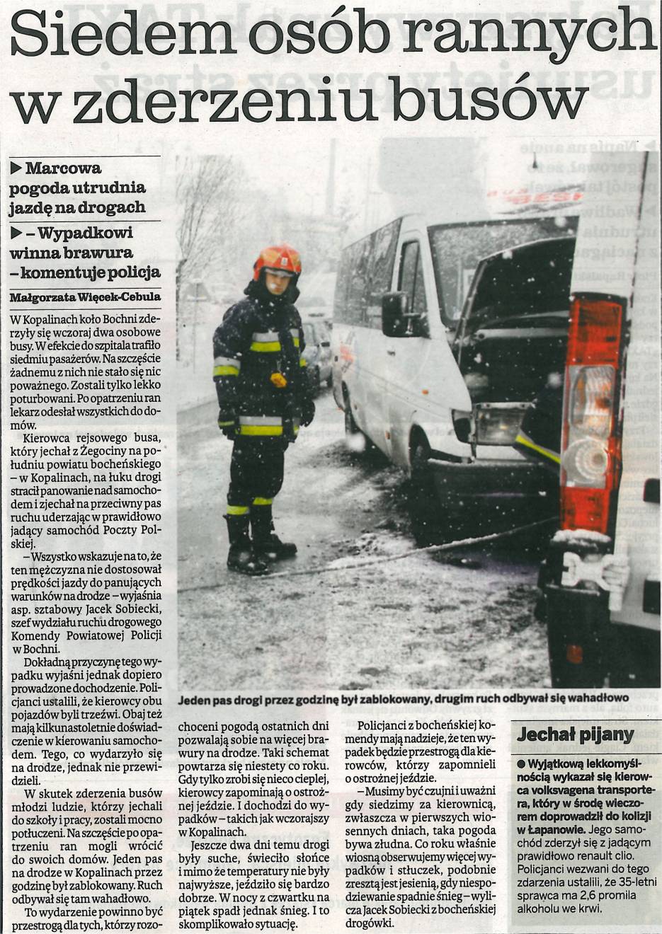 Siedem osób rannych w zdereniu busów - Gazeta Krakowska - 06-07.03.2010