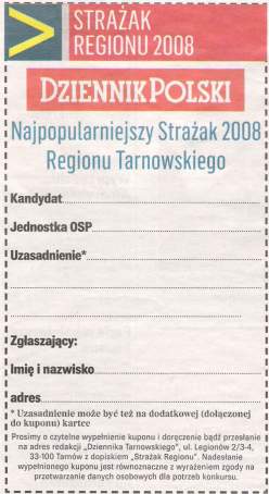 Kopia kuponu z "Dziennika Polskiego".
